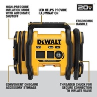 Compressor de Ar Portátil DEWALT 20V MAX: Inflador de Pneu Inteligente com Luz LED - imagem 3