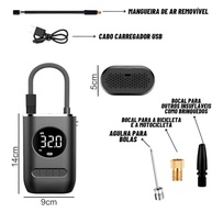 Compressor de Ar Portátil Digital com Lanterna LED: Calibragem Rápida e Segura para Pneus e Infláveis - imagem 3