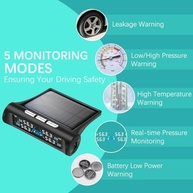 TPMS Solar: Monitore a Pressão dos Pneus em Tempo Real com 6 Alarmes e 4 Sensores Externos - imagem 4