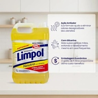 Detergente Líquido Limpol Neutro 5L - Limpeza Poderosa e Mãos Protegidas - imagem 2