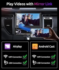 Rádio Automotivo Podofo Single Din com Apple CarPlay e Android Auto Sem Fio - Tela Dobrável 7" HD Touchscreen - imagem 5