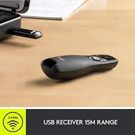 Apresentador sem fio Logitech R400 com Laser Pointer Vermelho, Conexão USB e Pilha Inclusa - imagem 5