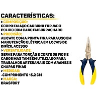 Alicate Bico Meia Cana Brasfort: Precisão em 6 Polegadas - imagem 2