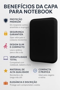 Capa Neoprene P/Notebook Macbook e Tablet até 15,6 Polegadas - Flexível, Macio, Resistente a Respingo, Poeira e Arranhões, Impermeável - Design Slim e Elegante - Proteção Premium com Zíper Reforçado - imagem 4