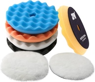 Kit 7 Peças Almofadas de Polimento ZFE 5" (125mm) Waffle e Lã para Polidor RO/DA/GA - imagem 1