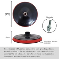 Kit Completo para Polimento Automotivo 180mm - Suporte + 2 Boínas + Pano Microfibra - imagem 4