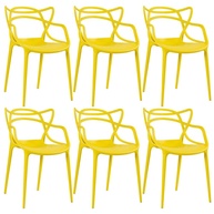 Cadeiras Allegra Amarelas - Kit com 6 Unidades em Polipropileno Injetado - Design Moderno e Empilhável para Sala, Cozinha, Jantar, Bar e Varanda - imagem 1