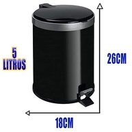 Lixeira com Pedal 5L em Polipropileno Preto - Tampa Reta com Aro Prata | Acionamento por Pedal, Sem Contato, Moderna e Higiênica - imagem 4