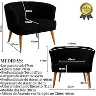 Poltrona Cadeira Decorativa Ergonômica para Sala de Espera e Recepção - Design Moderno MOBLAN (Preto) - imagem 3