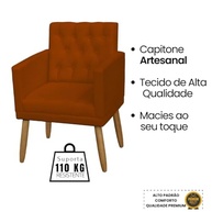 Poltrona Decorativa com Puff resistente moderno para sala de estar Recepção (Terracota) - imagem 5