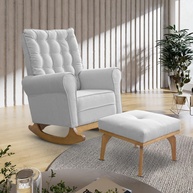 Poltrona de Balanço em Linho - Conforto e Estilo para Sala e Quarto de Bebê - imagem 1