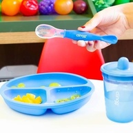 Colher Silicone Ponta Dupla Colors Azul da Clingo - Segura e Divertida para Bebês - imagem 3