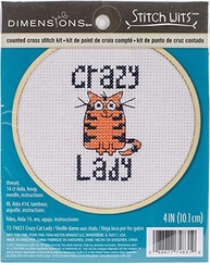 Kit de Ponto de Cruz para Iniciantes - Crazy Cat Lady - 14 Unidades Aida 10cm - imagem 3