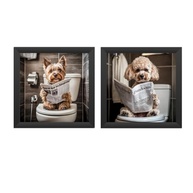 Kit 2 Quadros 18x18 cm - Poodle e Yorkshire no Banheiro | Decoração Fofa e Original para Pets Lovers - imagem 5