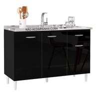 Cozinha Completa 120cm Preto: Balcão e Aéreo Poquema - imagem 2