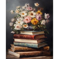 Pintura por Números Vintage Flores - Kit Completo para Adultos com Tela 40,6x50,8cm - imagem 1