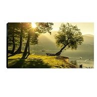 Quadro Decorativo Paisagem com Rio, Barranco e Pôr do Sol 55x100cm - Transforme seu Ambiente com Arte Natural - imagem 2
