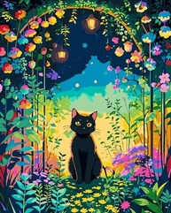 Pintura por Números Gato Preto - Kit Completo para Adultos e Iniciantes - 40,6 x 50,8 cm - imagem 2