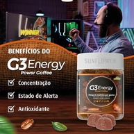 Cafeína em Goma Energético Pré treino Power Coffee - 75mg de Cafeína por Goma Sunflower - imagem 1