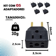 KIT 5 Adaptadores de Tomada Universal Porcelana Preto 3 Pinos 10A/20A Bivolt - imagem 3