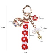 Pingente de estilo coreano porta-chaves de carro bonito chaveiro de liga floral leque pérola desenho animado coelho chaveiro, Estilo 1, G - imagem 4