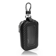 Capa para chave de carro, porta-chaves de couro PU com chaveiro e mosquetão, bolsa de chave de carro para homens e mulheres - imagem 1
