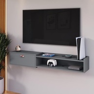 Rack Bancada Parede Home Supremo para TV 55" com Nicho e Porta Concha - Design Moderno Cinza - imagem 5