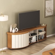 Rack para TV 75" Tamburato Curvo 50mm com Porta Ripada MAGNUM Cinamomo/Off White - Design Moderno e Sofisticado - imagem 2