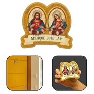 Adorno de Porta Sagrado Coração de Jesus e Maria em Madeira - Proteção Espiritual com Estilo - imagem 2