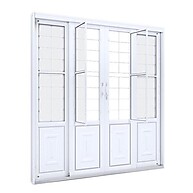 Porta de Aço Branca 213x200 com Grade Quadrada e Postigo - imagem 1