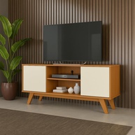 Rack Estante Multifuncional para Sala de Estar com Prateleiras, Porta e Organização Moderna - imagem 1