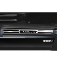 Jogo Soleira Porta Aço Escovado Tiggo 7 Pro 2022+ 4 Portas Veikko - Proteção e Estilo Premium - imagem 3
