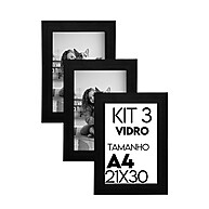 Porta Retrato 21x30: Kit 3 Molduras A4 com Vidro - imagem 1