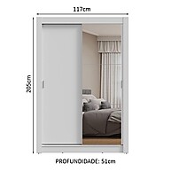 Guarda-Roupa Solteiro Branco Milano: Espelho e 2 Portas - imagem 2