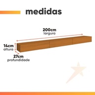 Rack Suspenso para TV até 75" com 3 Portas - Design Egeo Madeirado 2m - imagem 4