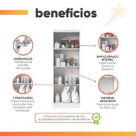 Armário Multiuso Organizador Lavanderia 2 Portas 3 Prateleiras 1,70m New Branco - Espaço Inteligente para Lavanderia - imagem 5