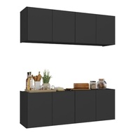Kit Armário de Cozinha com Balcão 4 Portas – Design Moderno e Resistente em MDP Preto - imagem 1