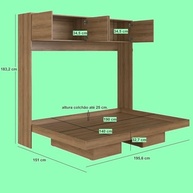 Cama Casal Articulável Horizontal com Portas 140 Hanover Mel - Design Moderno e Conforto Duradouro - imagem 3
