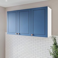 Armário Aéreo 3 Portas 120 cm Pérola Yescasa Branco/Azul - Design Moderno e Funcionalidade - imagem 2