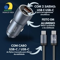 portas-c-pro-turbo-carregador-30-60w-cinza-cabo-c-veicular-c-premium-usb-2-fast-charge-usb-a-usb-91a-a