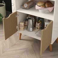 Aparador Buffet Cantinho Do Café Retrô Grécia 2 Portas com Prateleiras e Nicho - Design Sofisticado para Escritório e Ambientes Gourmet - imagem 4