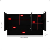 Armário de Banheiro com 3 Portas Espelhadas e Amortecedores Hefesto (Preto) - Organize seu Espaço com Estilo - imagem 3