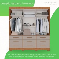 Guarda-Roupa Casal 3 Portas 9 Gavetas Luana Cinamomo/Off-White - Organização e Estilo para seu Quarto - imagem 4