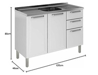Balcão Cozinha Itatiaia Tarsila 3 Portas 2 Gavetas Branco com Entrada Pia - imagem 3