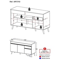 Balcão de Cozinha Veneza 150cm 3 Portas 1 Gaveta - Design Moderno e Resistente - imagem 3
