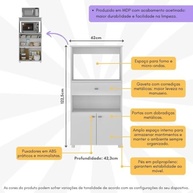Armário Multiuso Moderno para Forno e Micro-ondas com 2 Portas e 1 Gaveta | Acabamento Brilhante UV - imagem 4