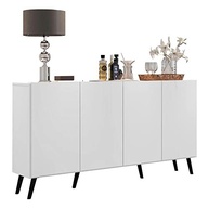 Aparador Buffet 4 Portas Retro Design Veneza Multimóveis Branco/Preto - imagem 2