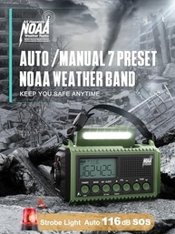 Rádio de Emergência 12000mAh: Alerta NOAA, Manivela Solar, Lanterna e Carregador Portátil - imagem 3