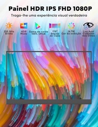 Monitor portátil de 15.6", monitor portátil para laptop 100% sRGB FHD 1080p, tela IPS para cuidados com os olhos para escritório e entretenimento - imagem 2
