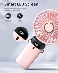 Koonie Ventilador Portátil Recarregável com Display Digital, 5 Velocidades, Ajustável 90°, Ideal para Ambientes Internos e Externos - imagem 5
